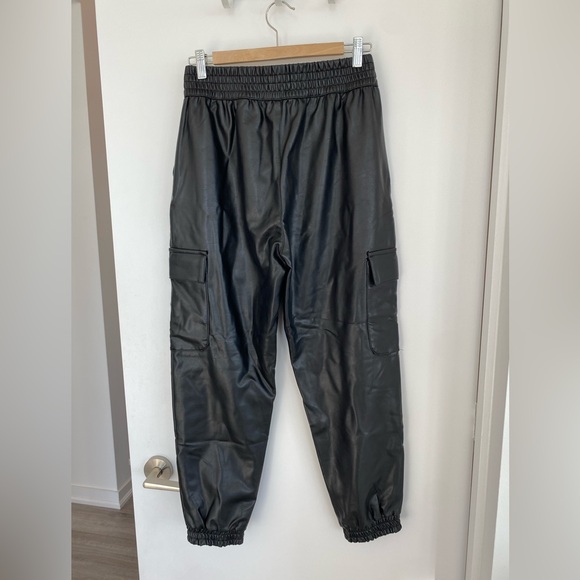 Abercrombie & Fitch Women's Black Fauxleather Joggers - Picture 2 of 6